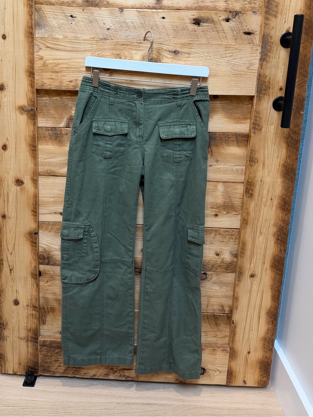 Brandy Melville Olive Green Wide-Leg Cargo Jeans